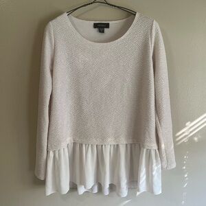 Karen Kane Ivory Ruffle Hem Long Sleeve Top Small